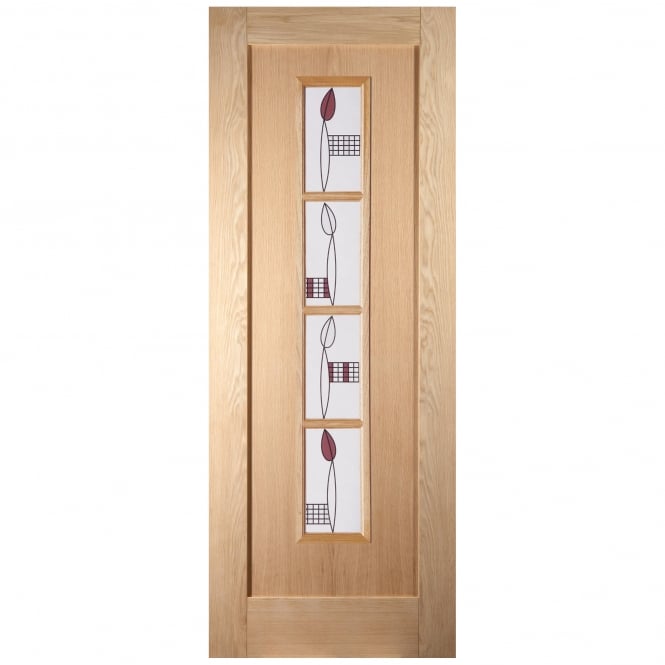 Internal Oak Unfinished Mackintosh 4 Light Decorative Glass Door (IMACK4L)