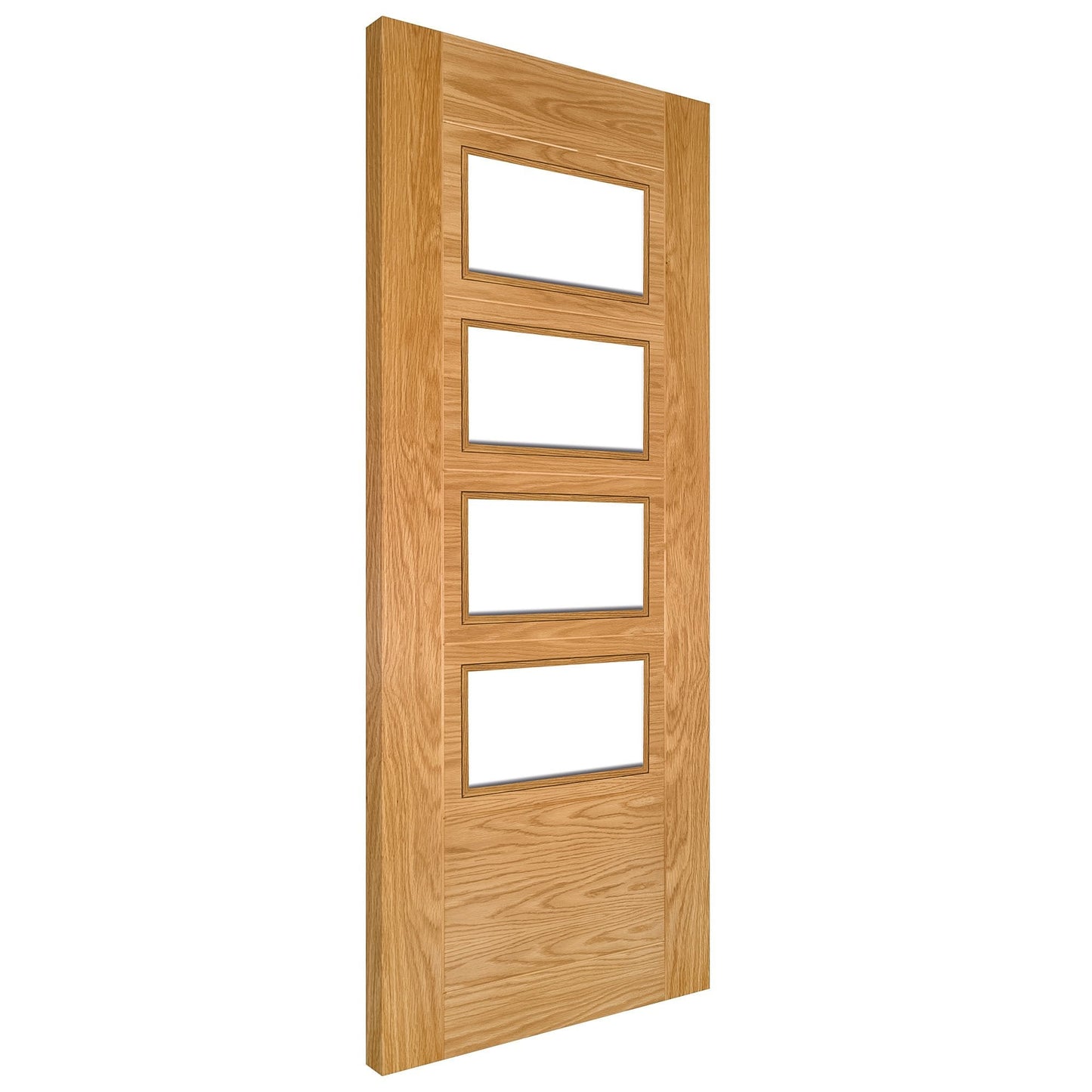 B-Grade Oak Internal Fully Finished Seville 7 Panel 4 Light Clear Glass Door (51691)