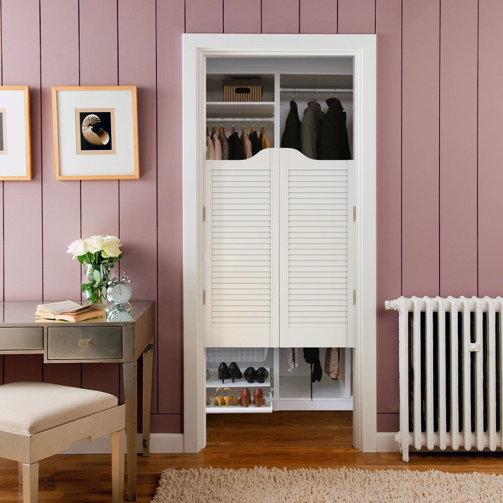 28mm White Painted Cafe Style Ranch Louvre Door Pair