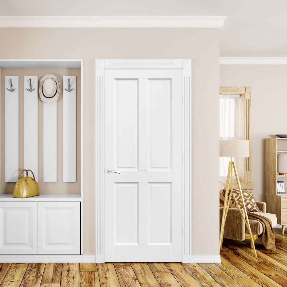 White Internal Primed Berkeley 4 Panel Door (76317)