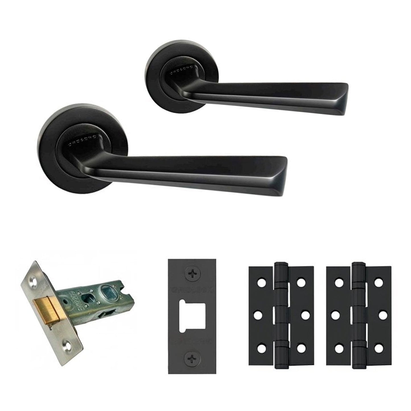 Oro Oro Cool Round Rose Lever Door Handle Set - Satin Black (248520)