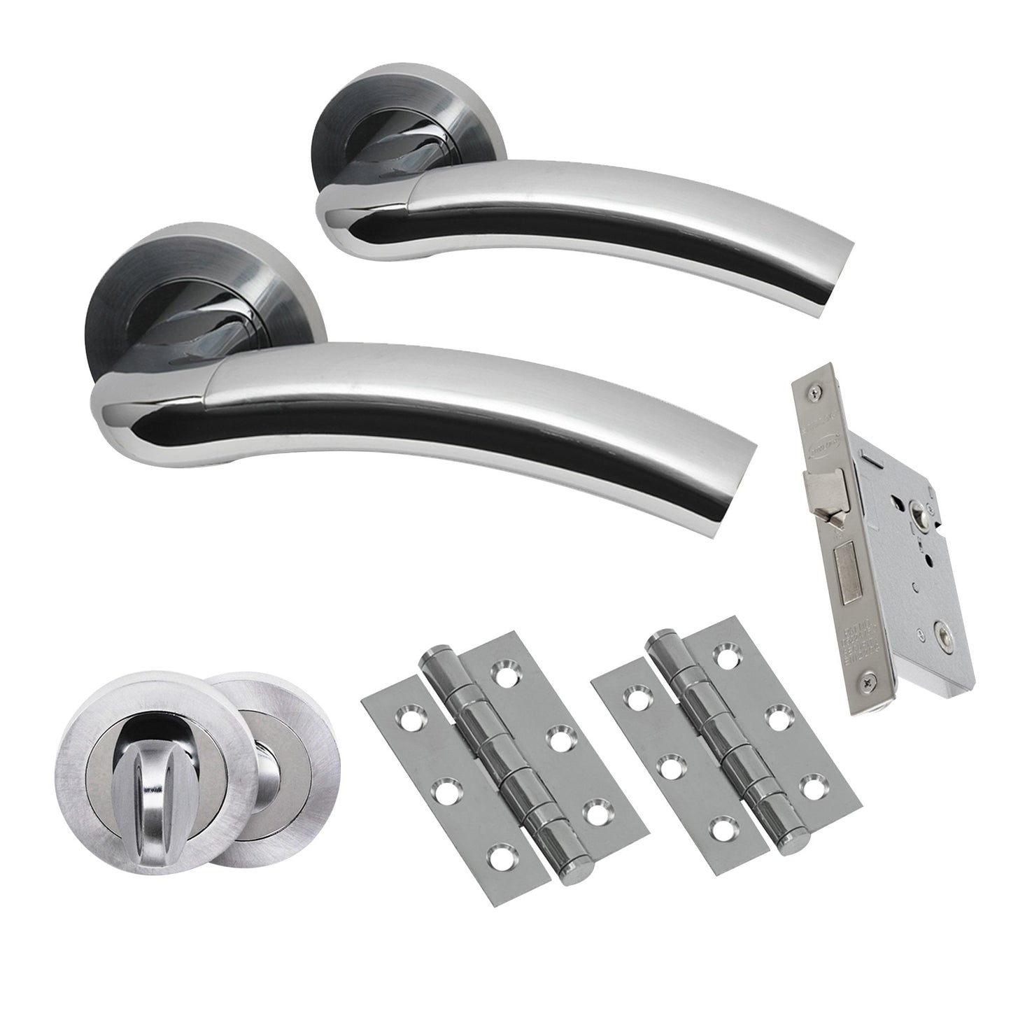 Premium Jade Lever On Round Rose Bathroom Handle Pack - Two-Tone Chrome (46505)