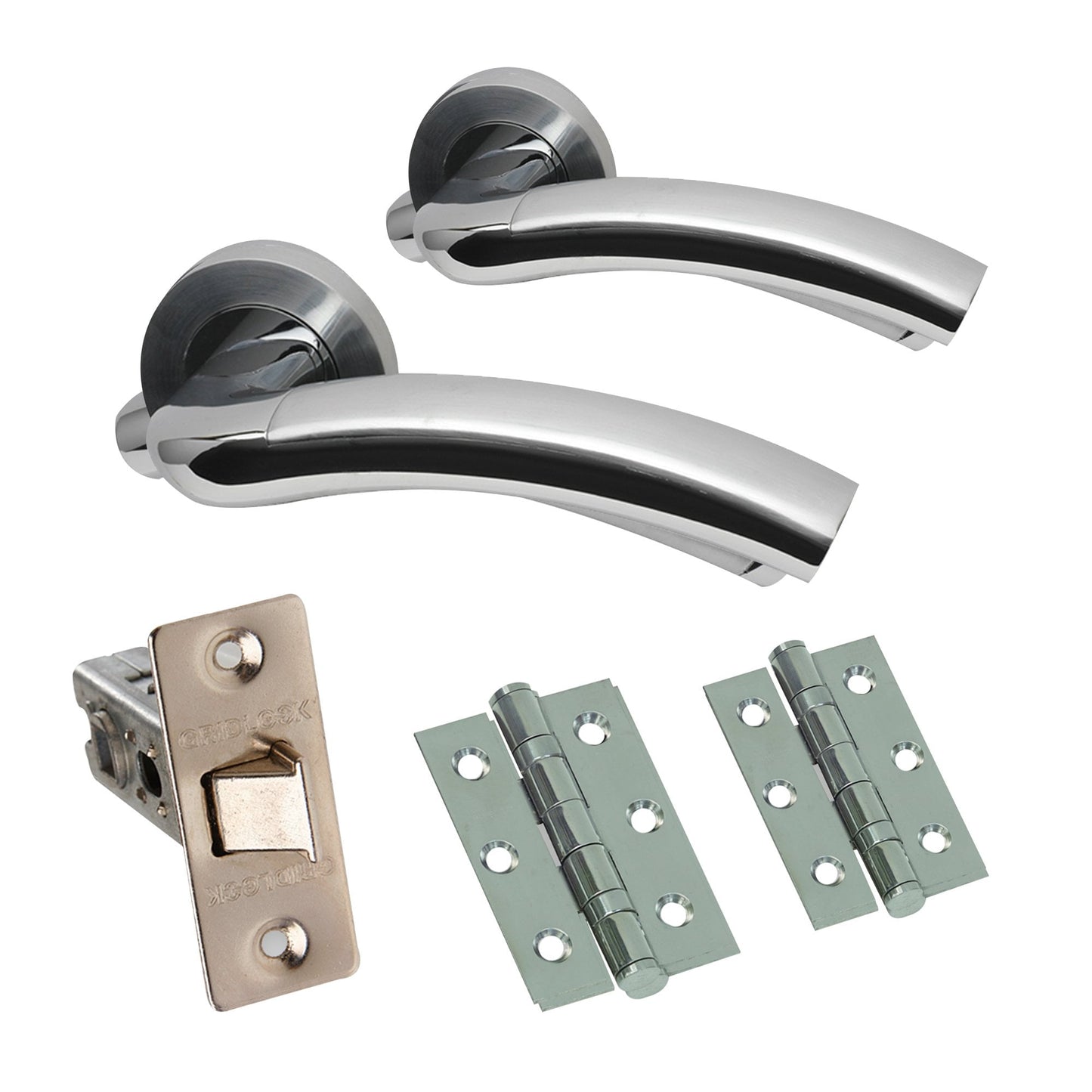 Premium Jade Lever On Round Rose Handle Pack - Two-Tone Chrome (46322)