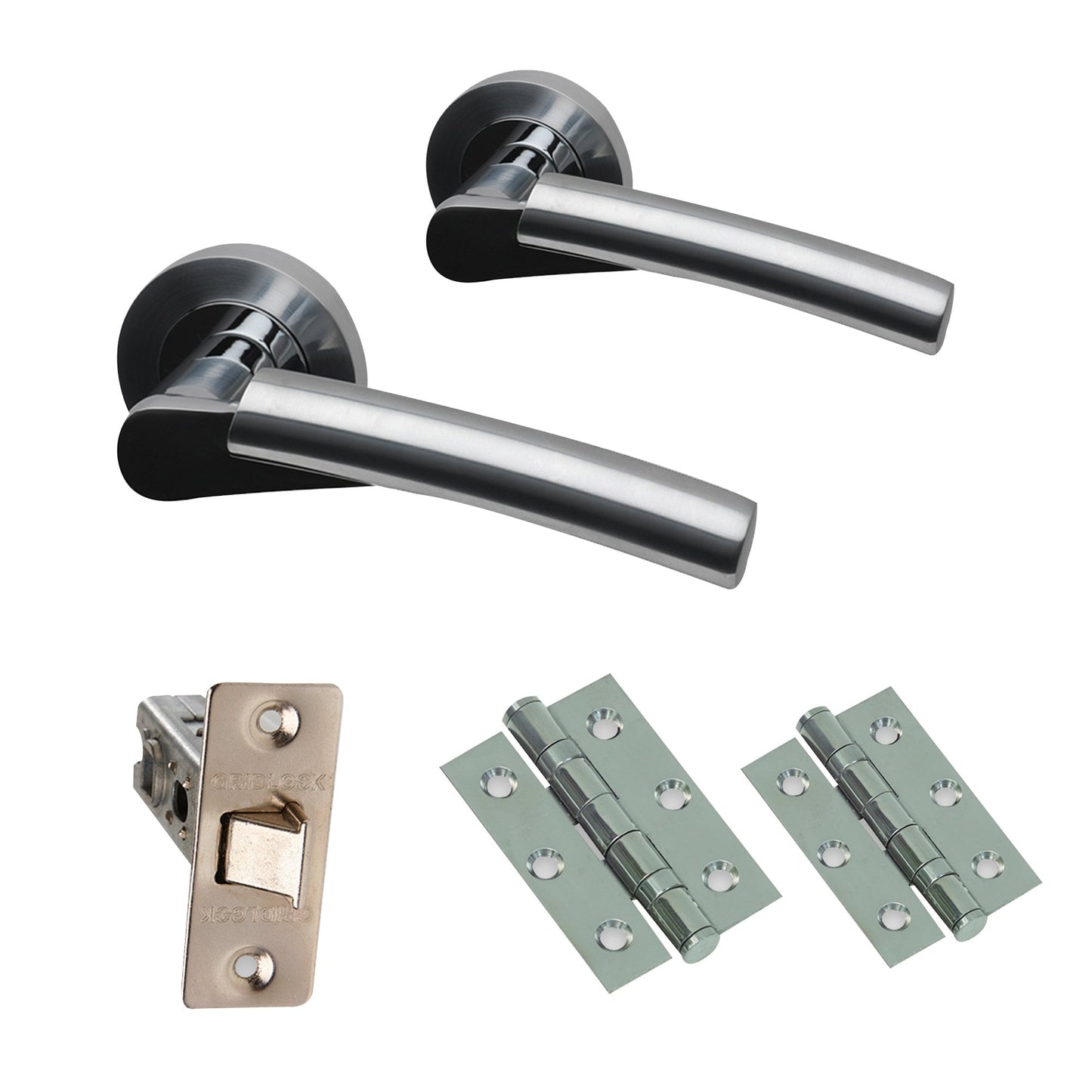 Premium Ruby Lever On Round Rose Fire Rated Handle Pack - Two-Tone Chrome (47282)