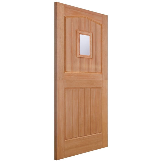 External Hardwood Unfinished M&T 2P 1L Clear Glass Stable Door (LIBMTBARCGDG)