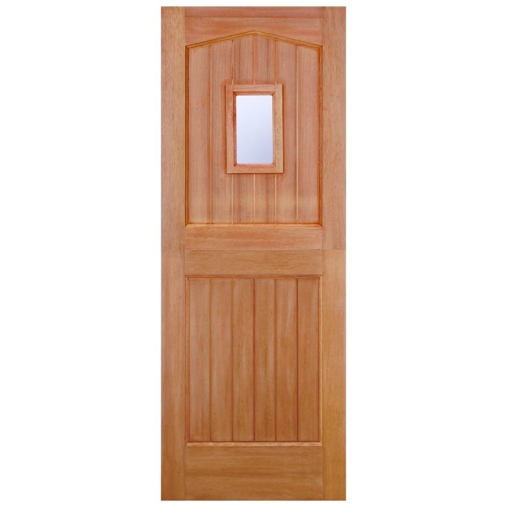 External Hardwood Unfinished M&T 2P 1L Clear Glass Stable Door (LIBMTBARCGDG)