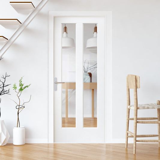 White Internal Primed Almere 2 Light Clear Glass Door (116320)