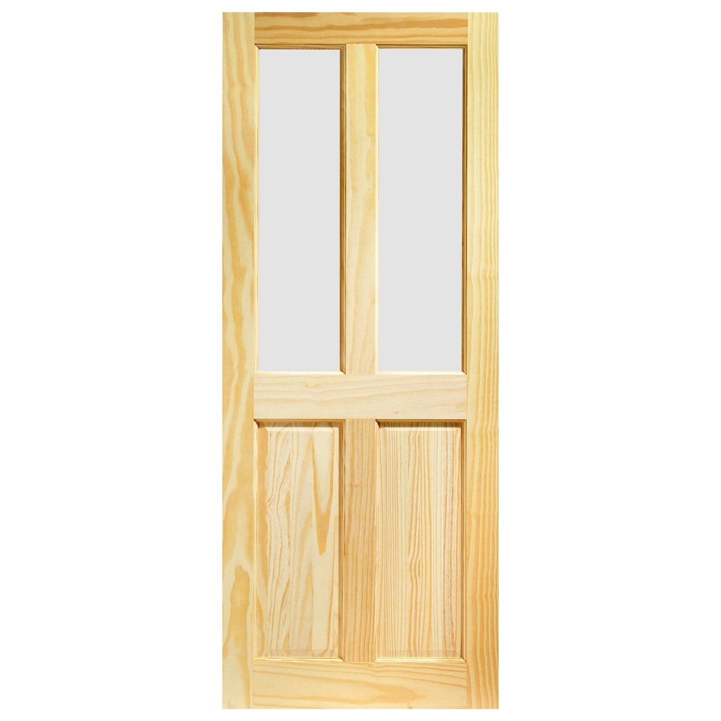Clear Pine Internal Unfinished 2 Panel 2 Light Obscure Glass Door (93643)