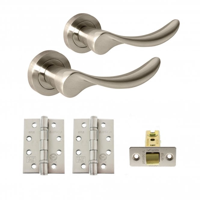 Mediterranean Malaga Round Lever CE13 Fire Door Handle Set - Satin Nickel (290545)