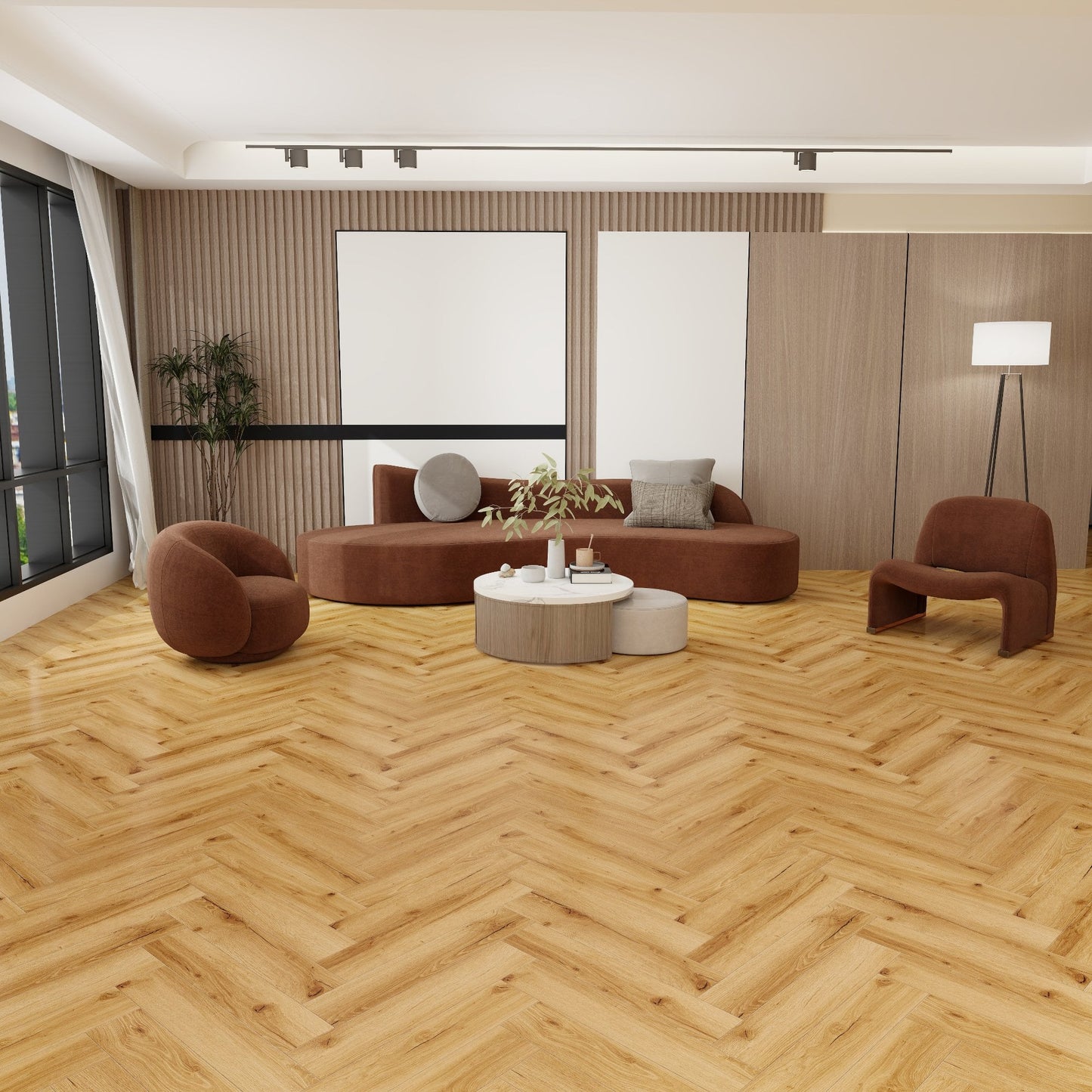 Liberty Floors | 5.5mm Herringbone Rustic Oak Engineered Sample - SKU-305105 - SPC-HB-002