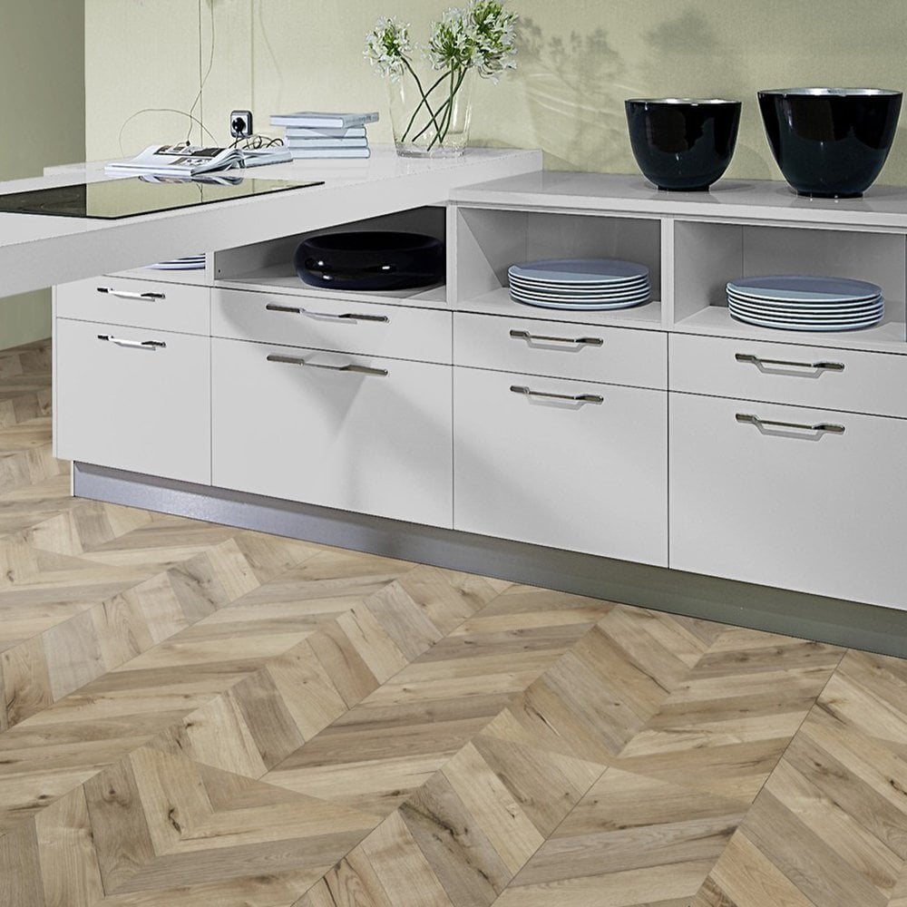 Kaindl | Fortress Rochester Oak - Chevron Parquet 8mm Laminate Sample - SKU-333483