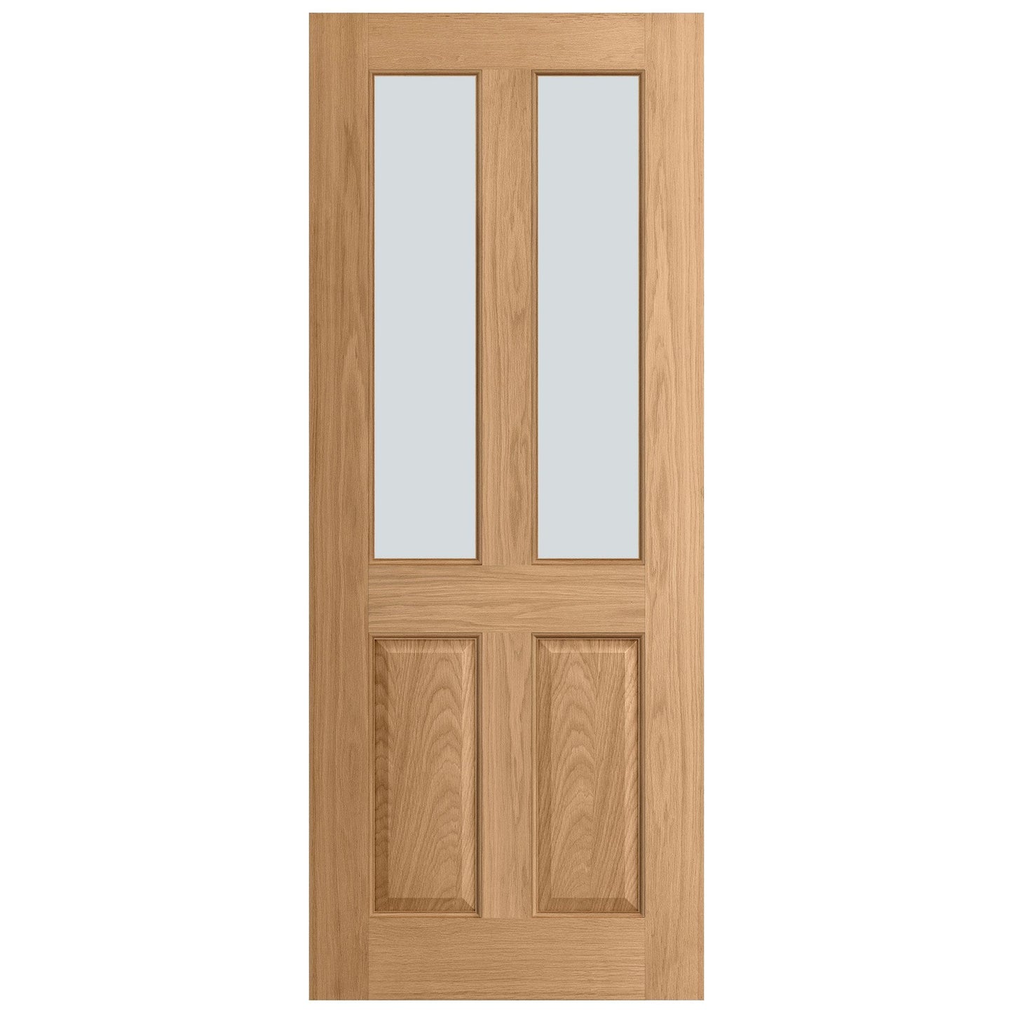 Oak External Unfinished 4 Panel 2 Light Obscure Glass Door (EXTOAK4POBS)