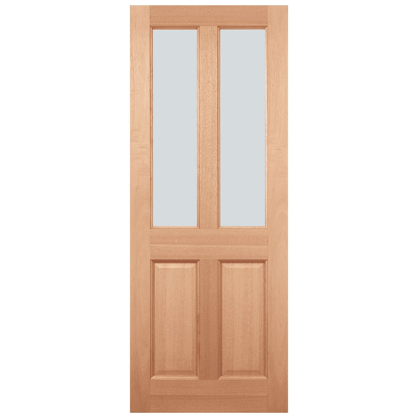 Hardwood External Unfinished 4 Panel 2 Light Obscure Glass Door (EXTHW4POBS)