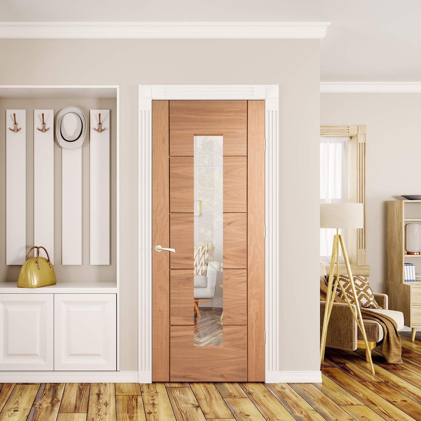 Oak Internal Unfinished Parma 1 Light Clear Glass Made-to-Measure Door (120462)
