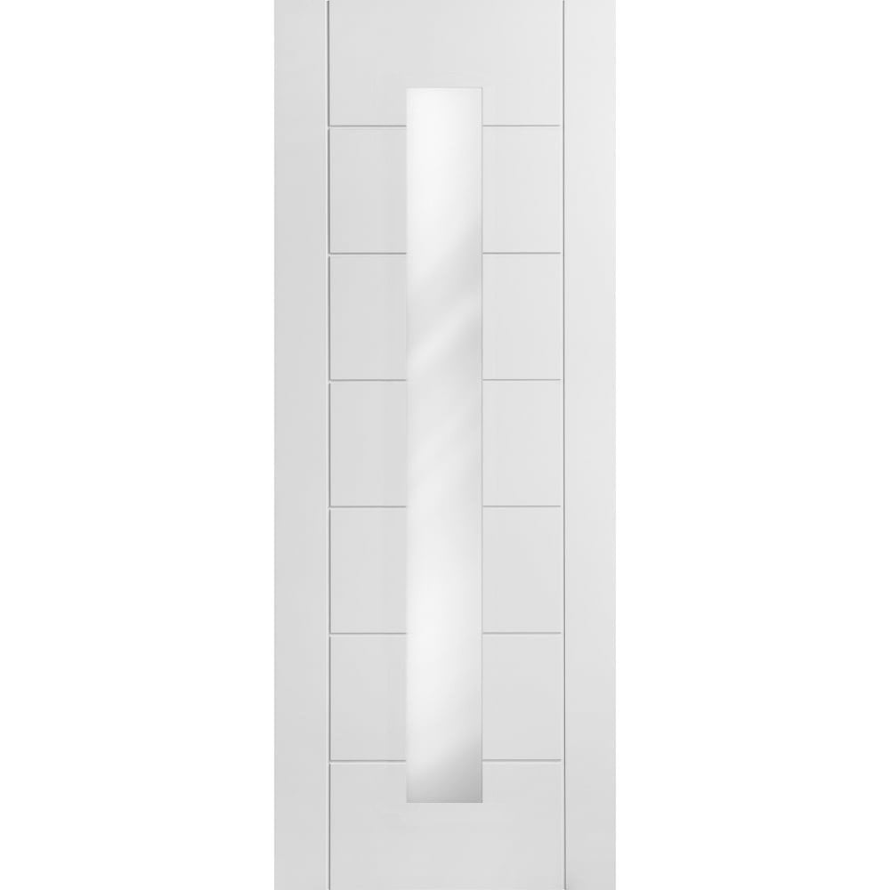 White Internal Primed Pedrena 7 Panel 1 Light Clear Glass Made-to-Measure Door (120519)