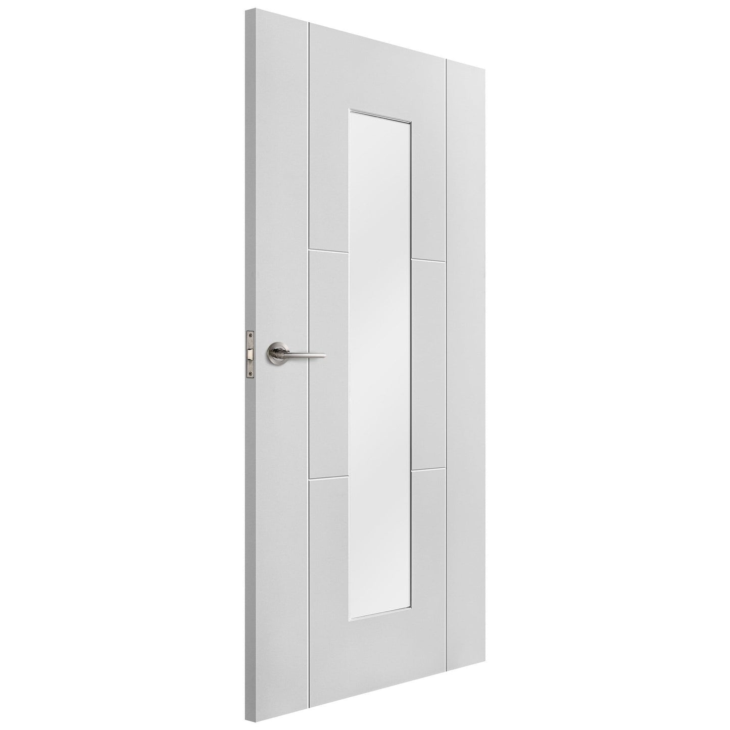 White Internal Primed Trent 3 Panel 1 Light Obscure Glass Made-to-Measure Door (120530)