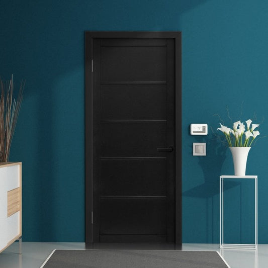 Jet Black Internal Fully Finished Industrial Studio 5 Panel Made-to-Measure Door (120543)
