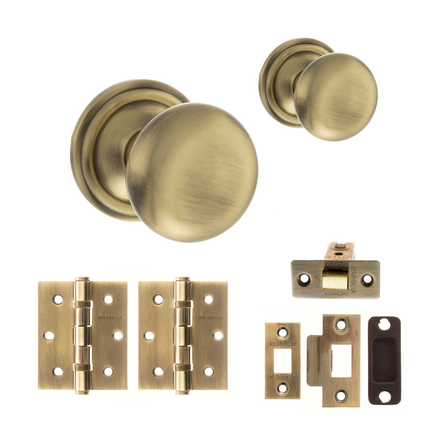 Harrogate Mushroom Mortice Door Knob Set - Antique Brass (120440)
