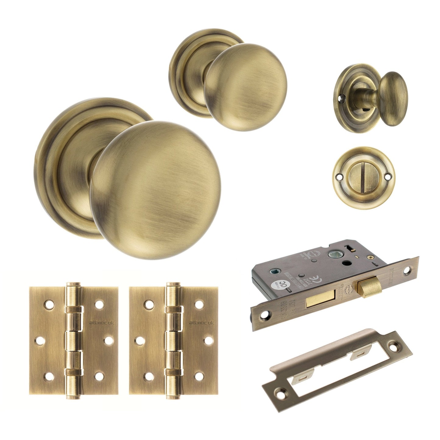 Harrogate Mushroom Mortice Bathroom Door Knob Set - Antique Brass (120441)