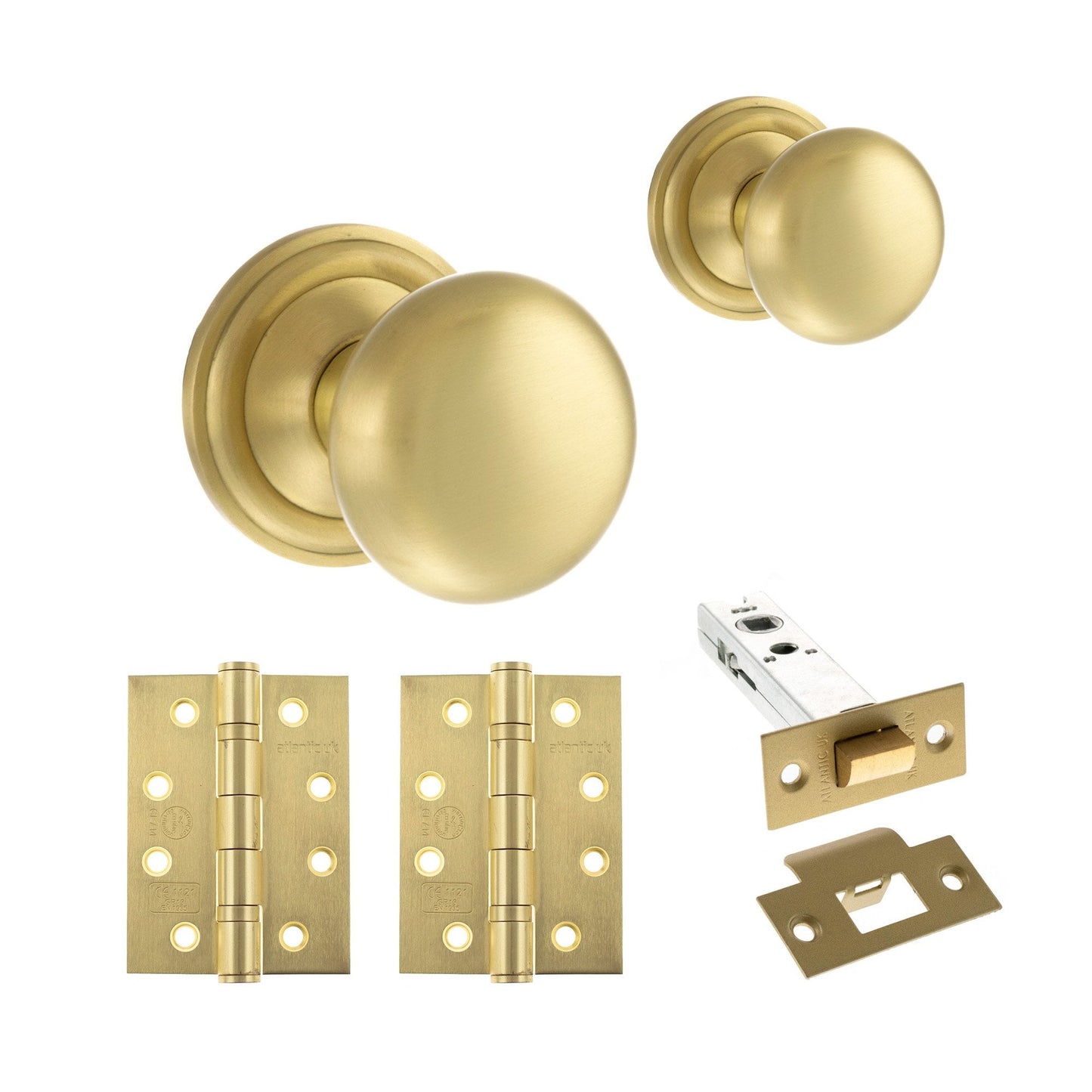 Harrogate Mushroom Mortice CE13 Fire Door Knob Set - Satin Brass (120448)