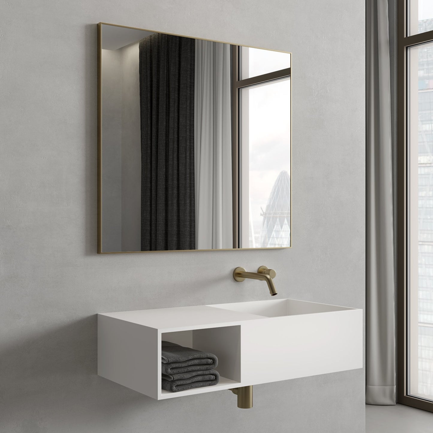 Tyros Brushed Gold Mirror 800mm