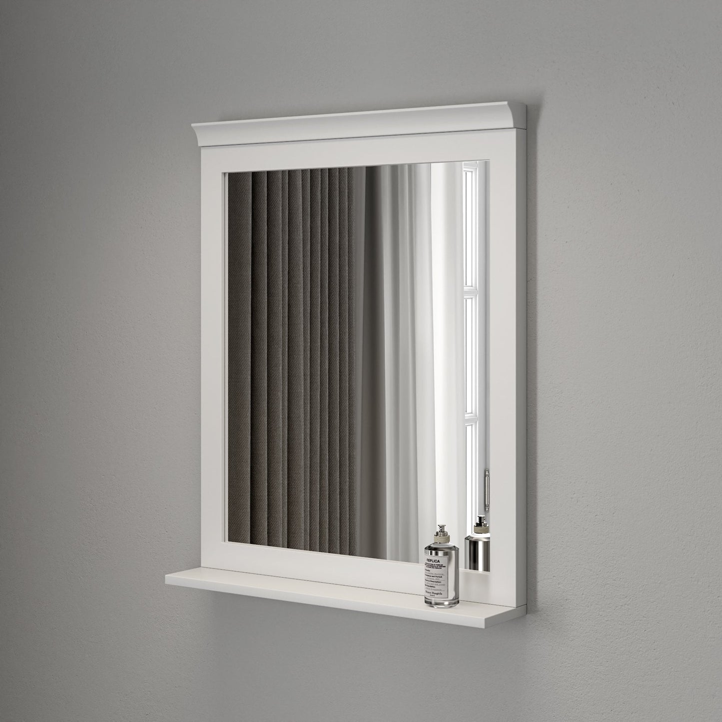 Stratten Matt White Mirror 600mm