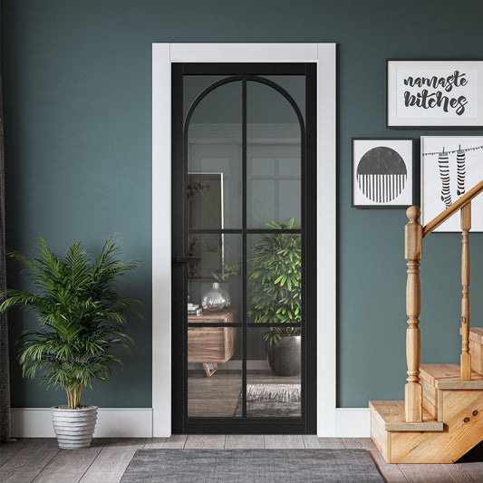 Black Internal Primed Industrial Studio Amber Clear Glass Made-to-Measure Door (121286)