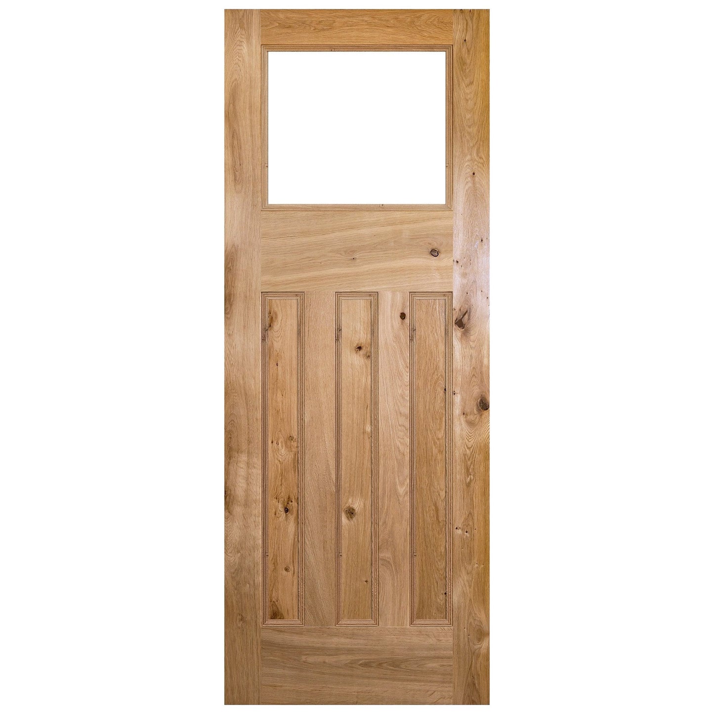 Internal Rustic Oak Fully Finished 1930's DX Clear Glass Door (119849)