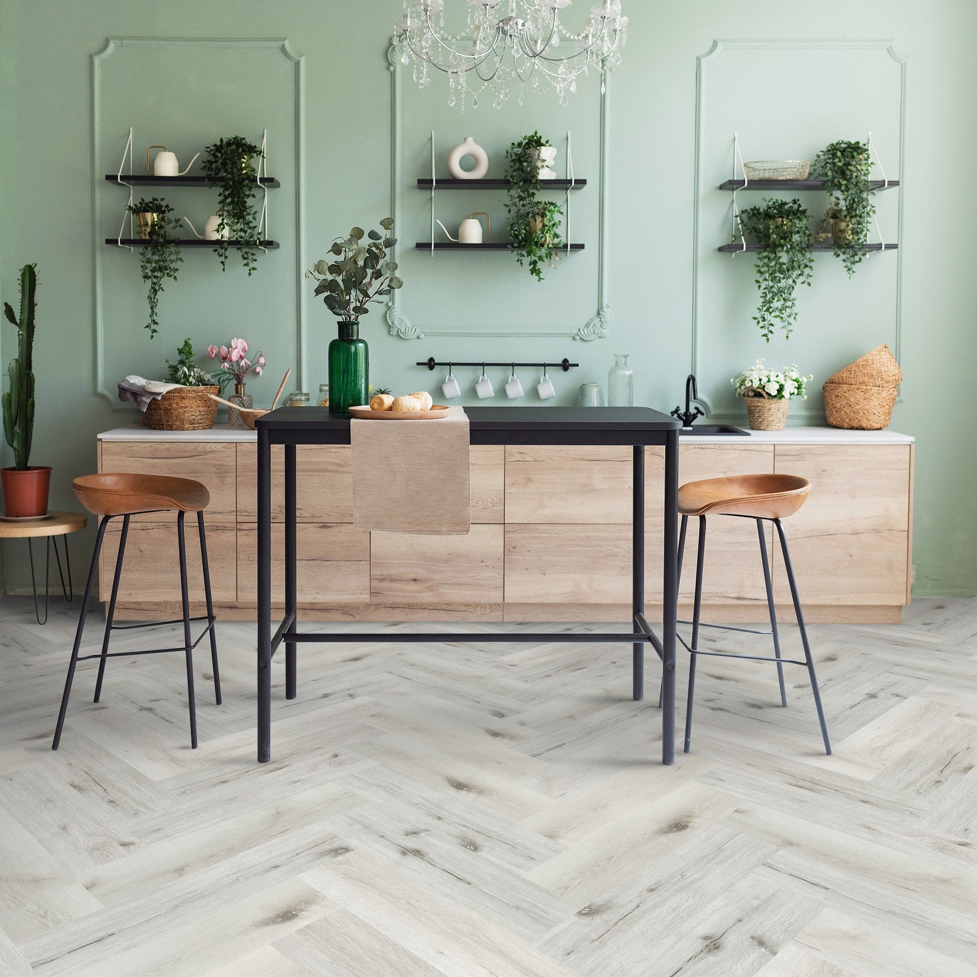 White Rock Oak - Lifestyle SPC Herringbone 5.5mm Rigid Core Vinyl Flooring (119019)