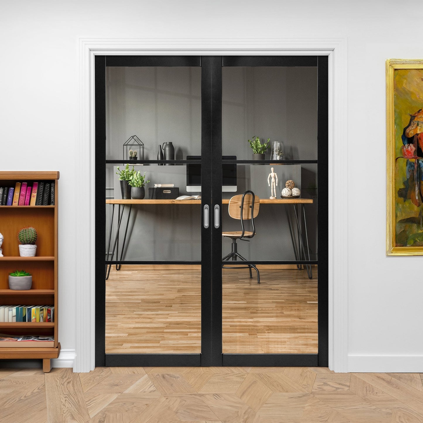 Internal Primed Industrial 2.0 Lifestyle 3 Light Clear Glass Door Pair Door (121323)