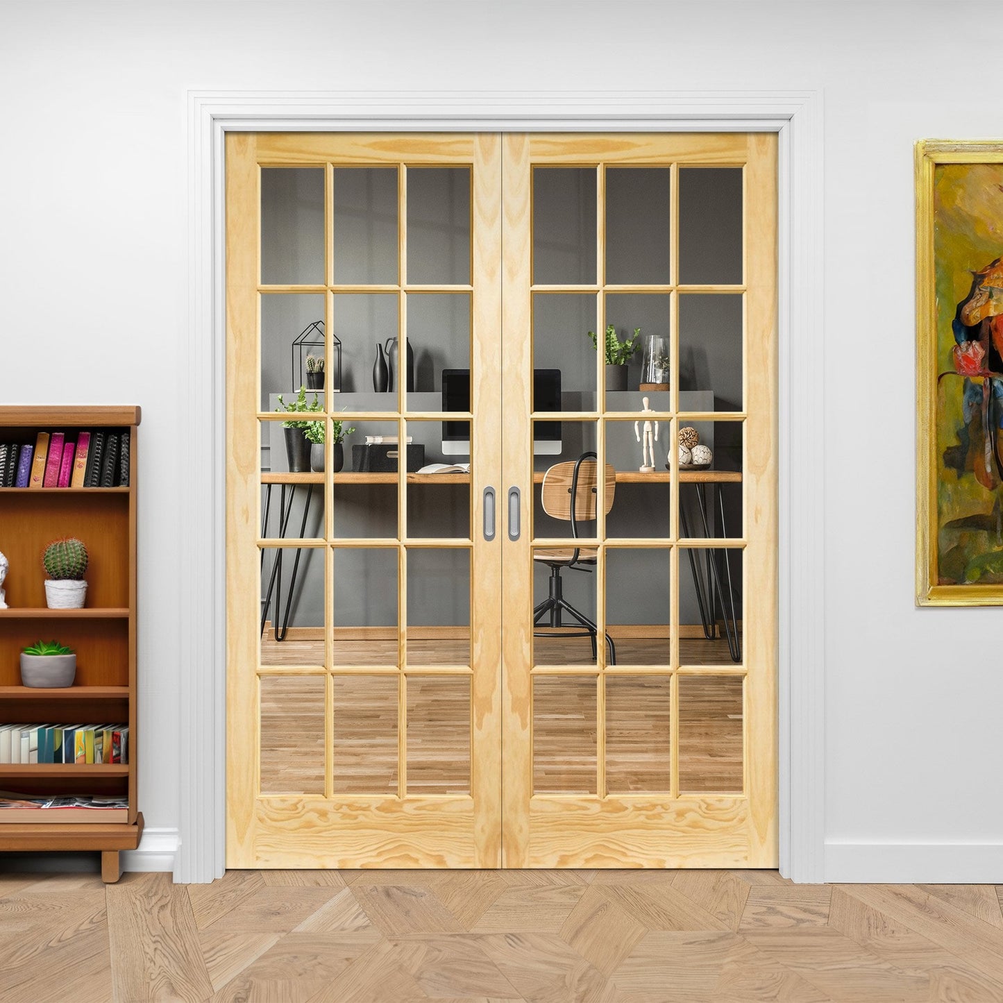 Clear Internal Pine Unfinished SA 15 Clear Glass Pair Door (121340)