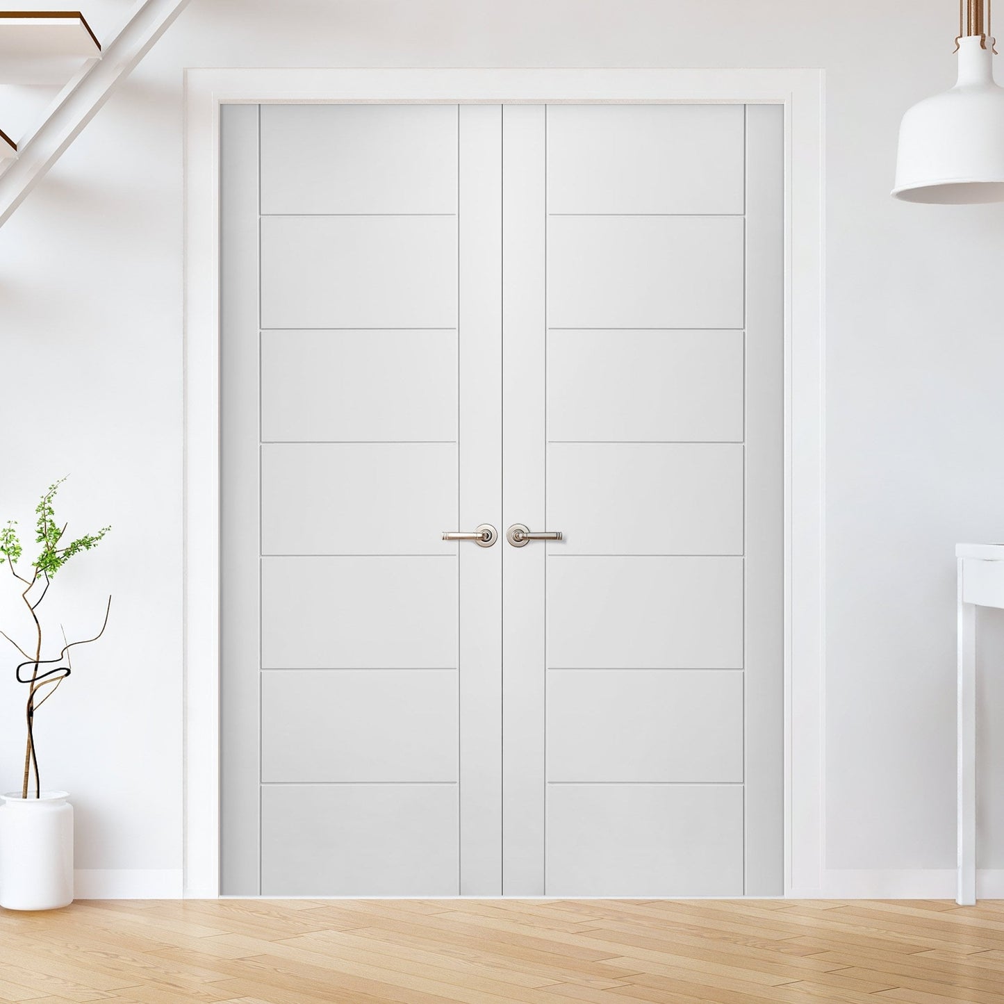 Internal White Primed Pedrena 7P Pair Door (121426)