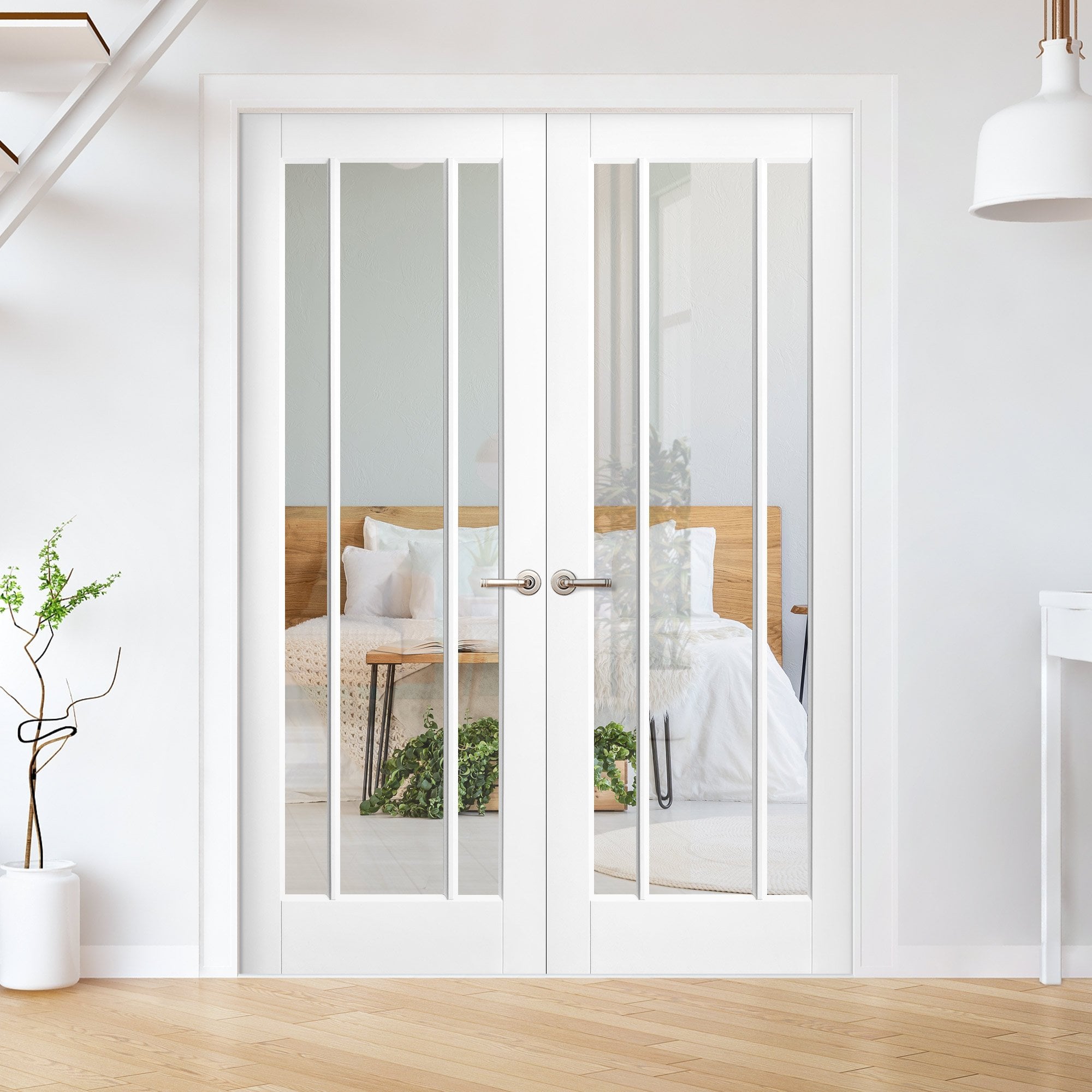 Liberty Doors Internal White Primed Toledo 3 Light Clear Glass