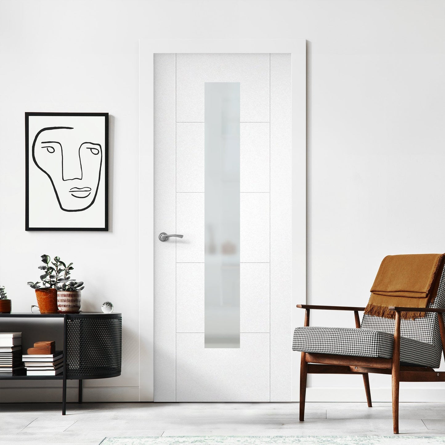White Internal Primed Parma 5 Panel Obscure Glass Made-to-Measure Door