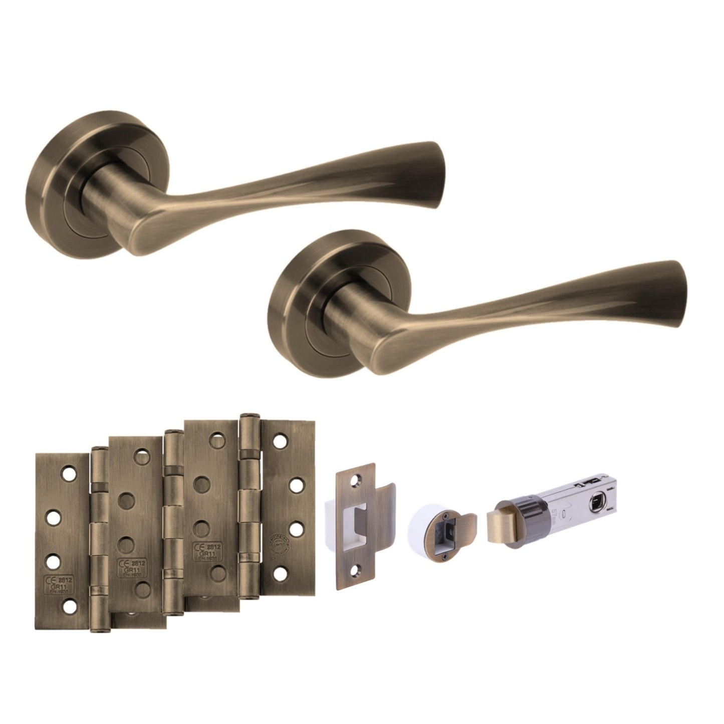 Oasis Round Rose Lever Fire Rated Handle Pack - Antique Bronze (341514)