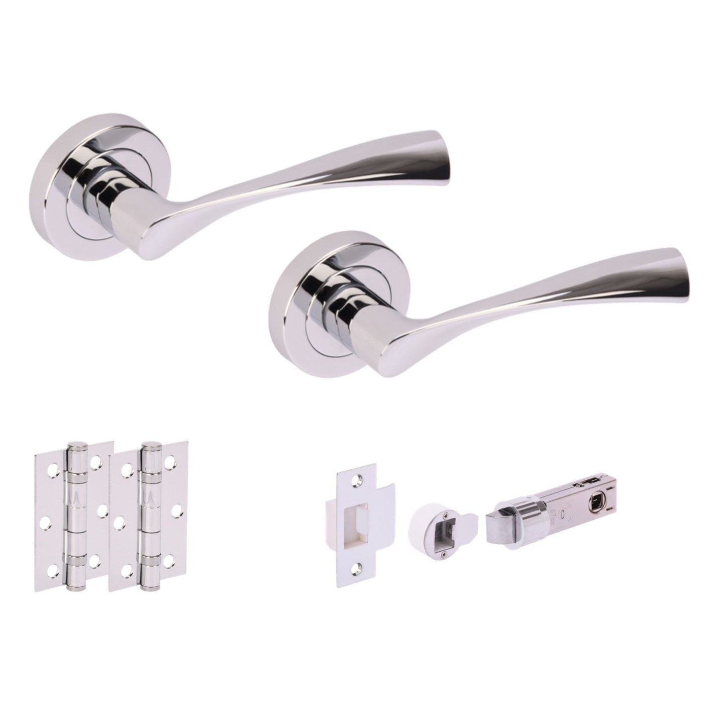 Oasis Round Rose Lever Door Handle Set - Polished Chrome (341520)