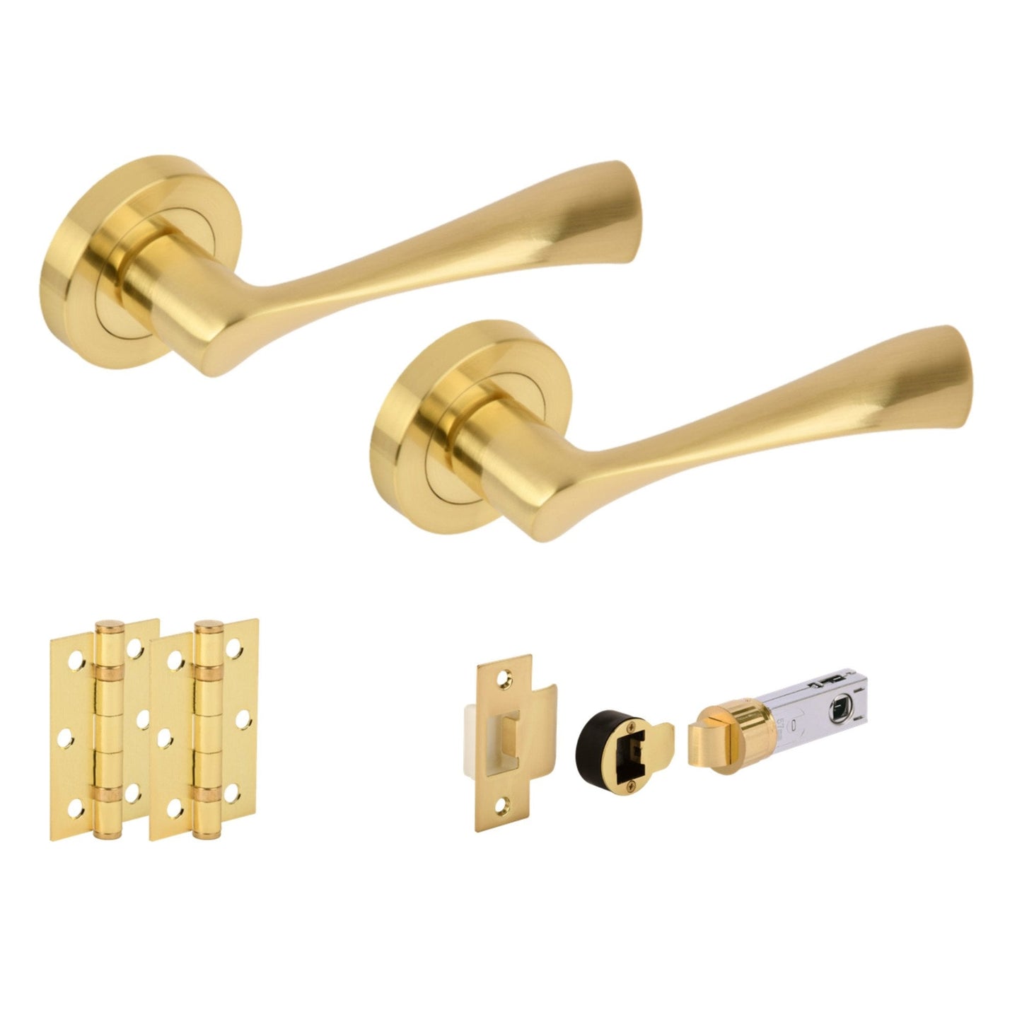 Oasis Round Rose Lever Door Handle Set - Satin Brass (341523)