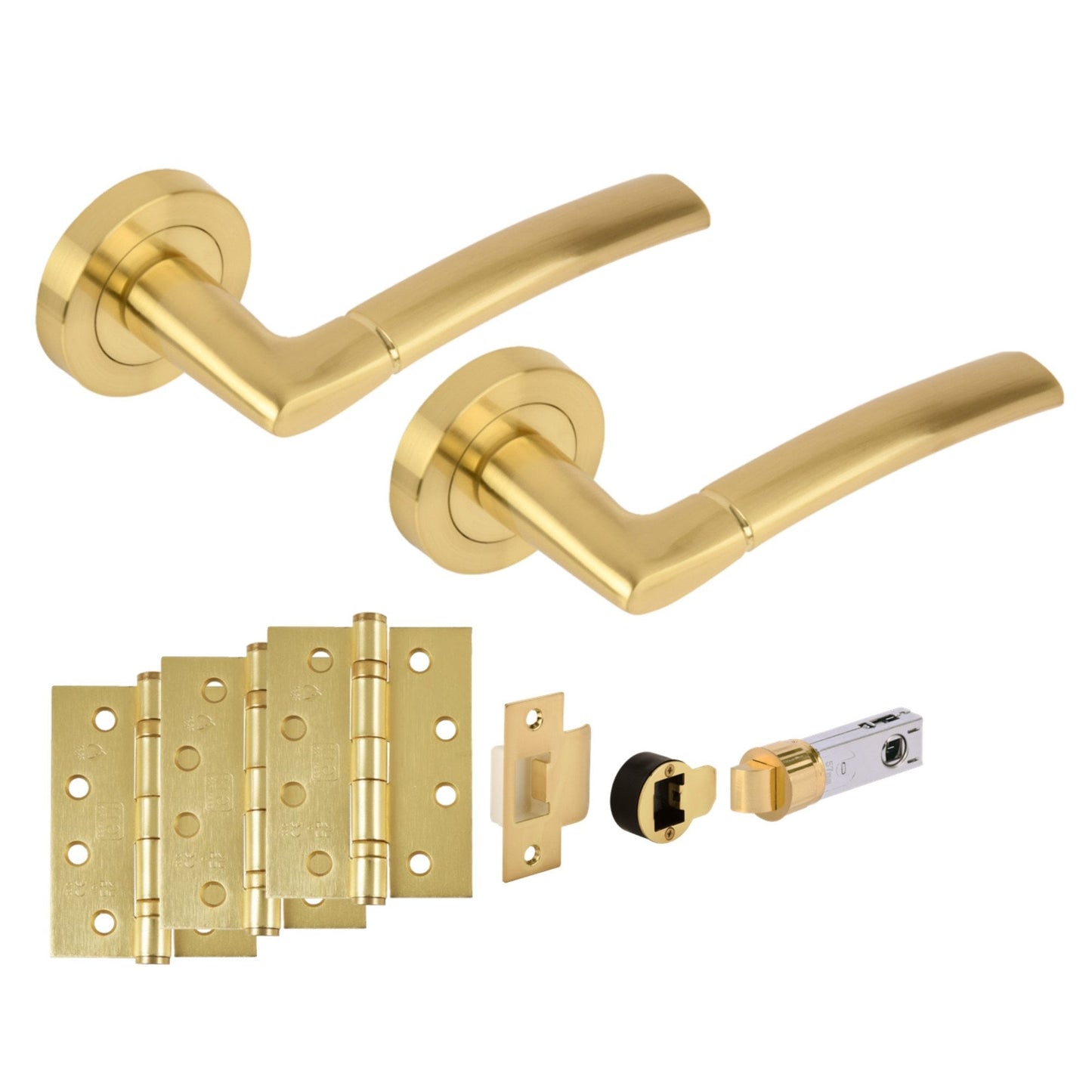 Orbit Round Rose Lever Fire Rated Handle Pack - Satin Brass (341537)