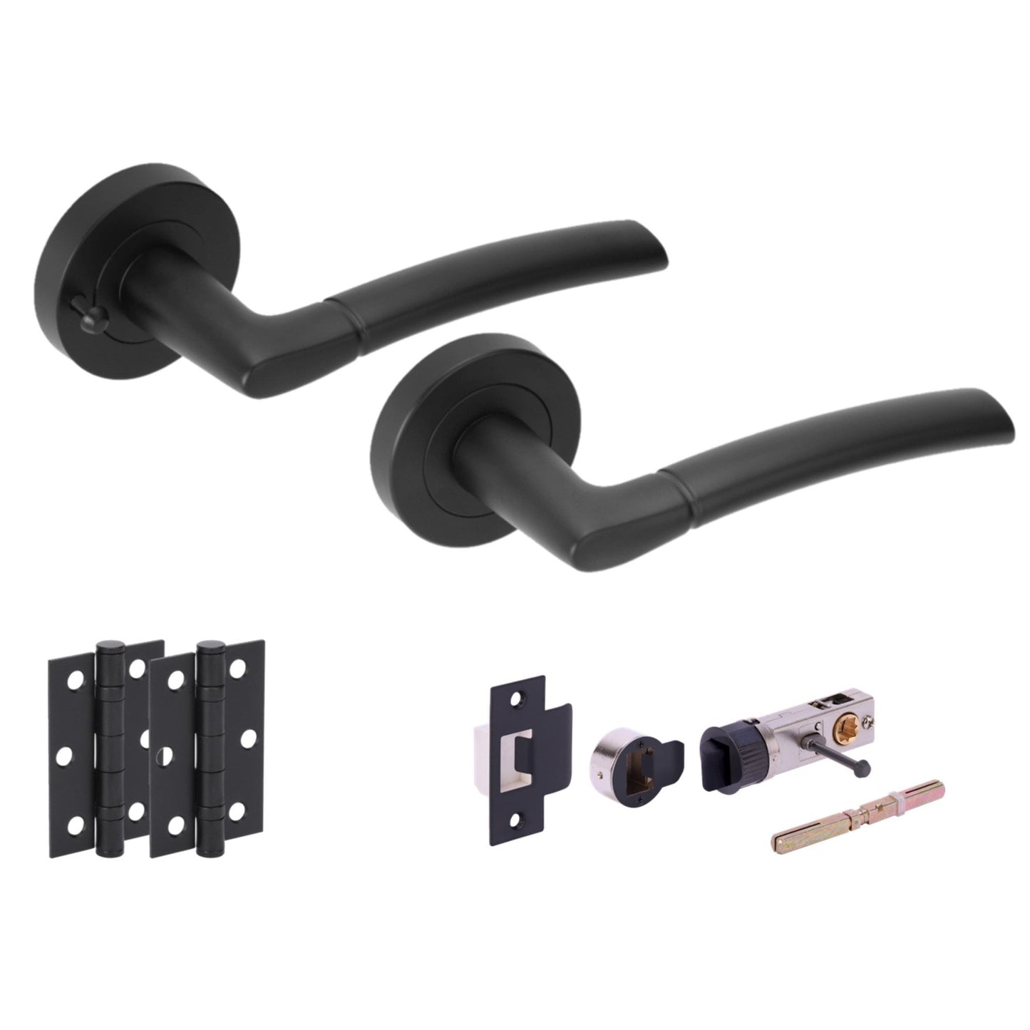 Orbit Privacy Round Rose Lever Door Handle Set - Matt Black (248872)