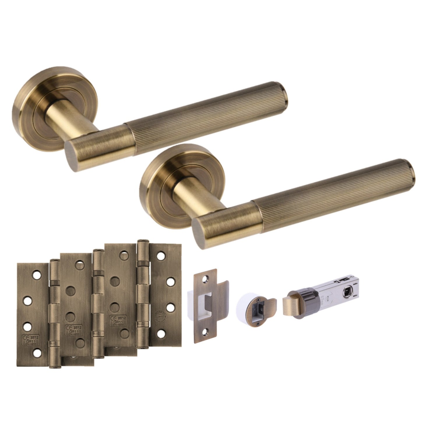 Vida Round Rose Lever Fire Rated Handle Pack - Antique Bronze (341561)