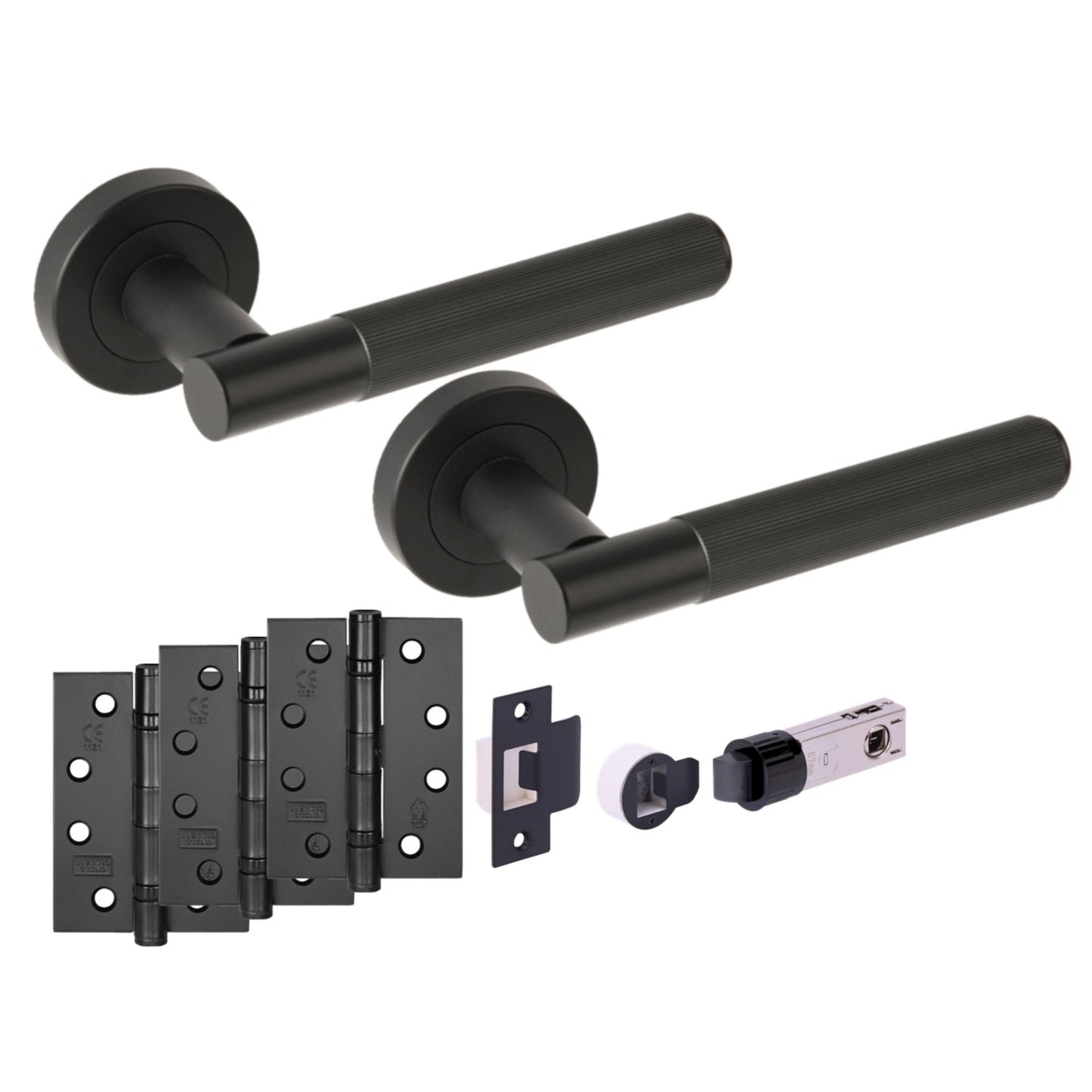 Vida Round Rose Lever Fire Rated Handle Pack - Matt Black (341555)