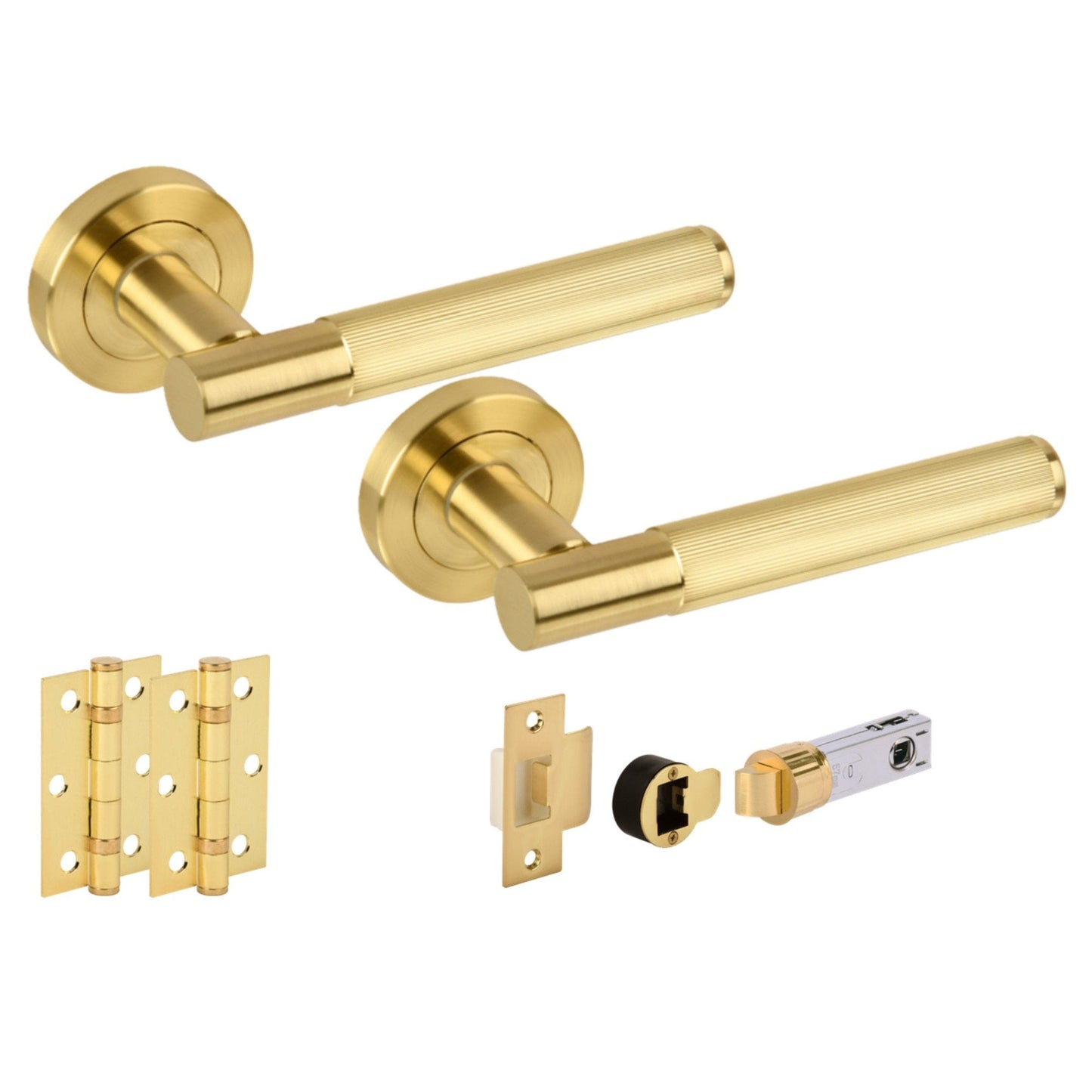 Vida Round Rose Lever Door Handle Set - Satin Brass (341565)