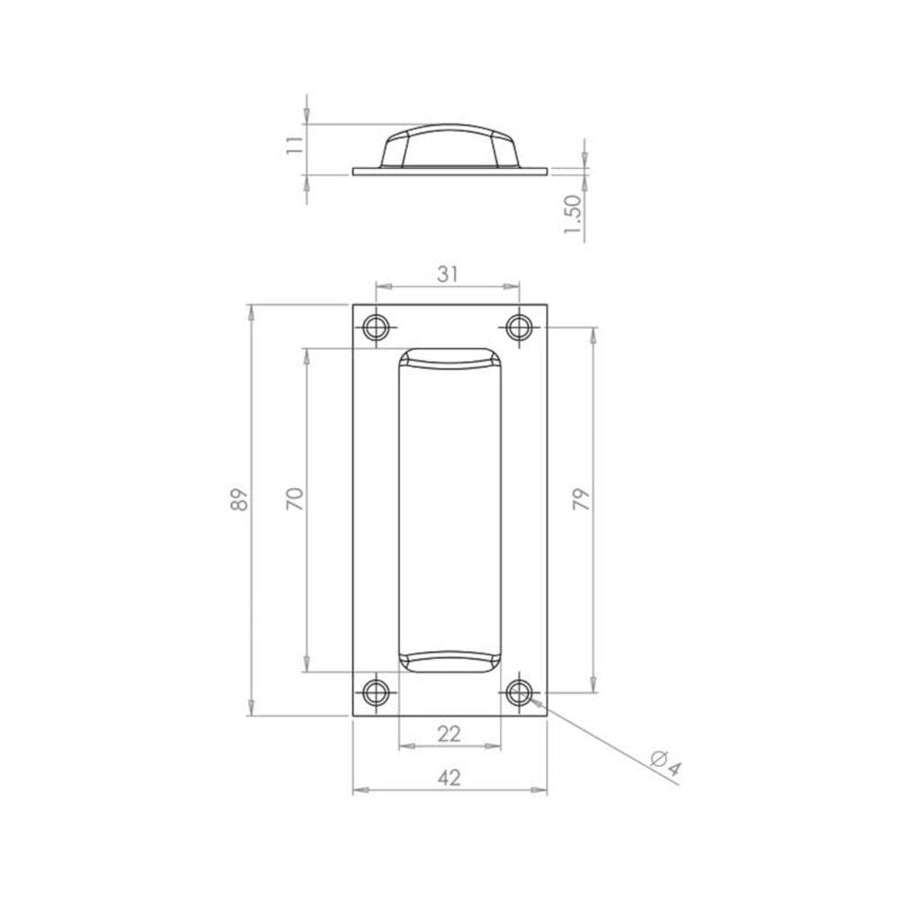 Flush Pull Handle, Polished Chrome (JV428APC)