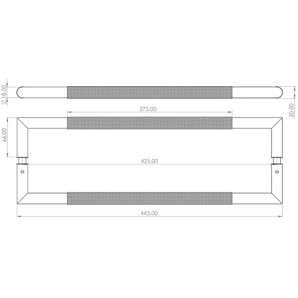 Nero 443mm Mitred Knurled Pull Handle Pair, Matt Black (JMB9)