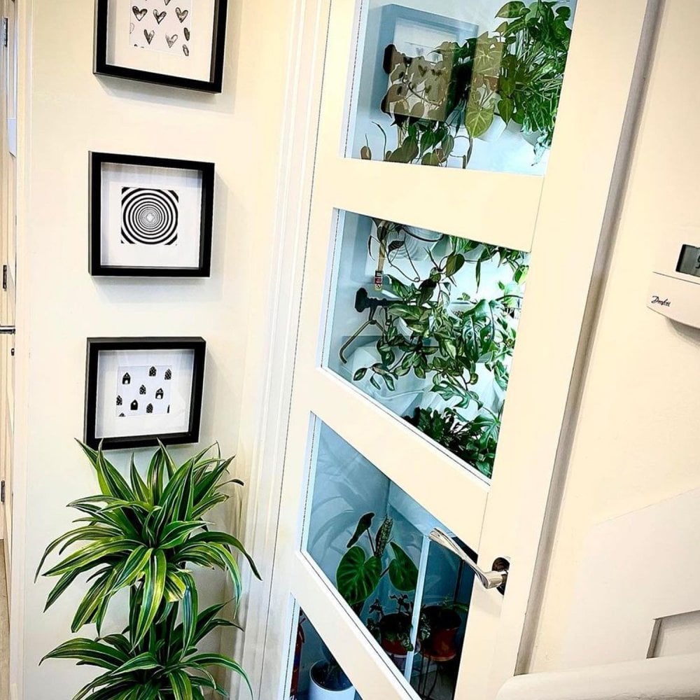 White Internal Primed Shaker 4 Light Clear Glass Door (51777)