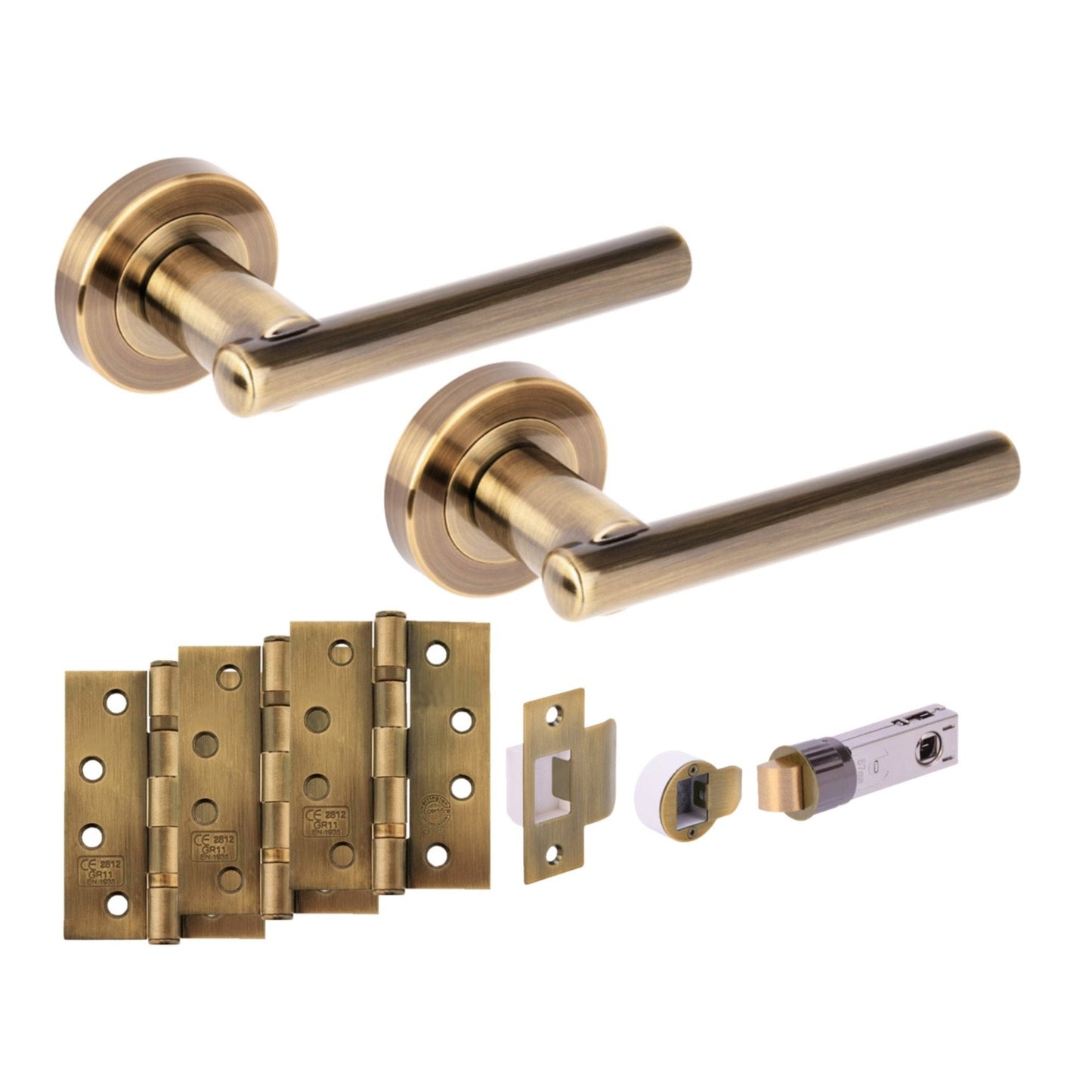 Solus Round Rose Lever Fire Rated Handle Pack - Antique Bronze (341546)