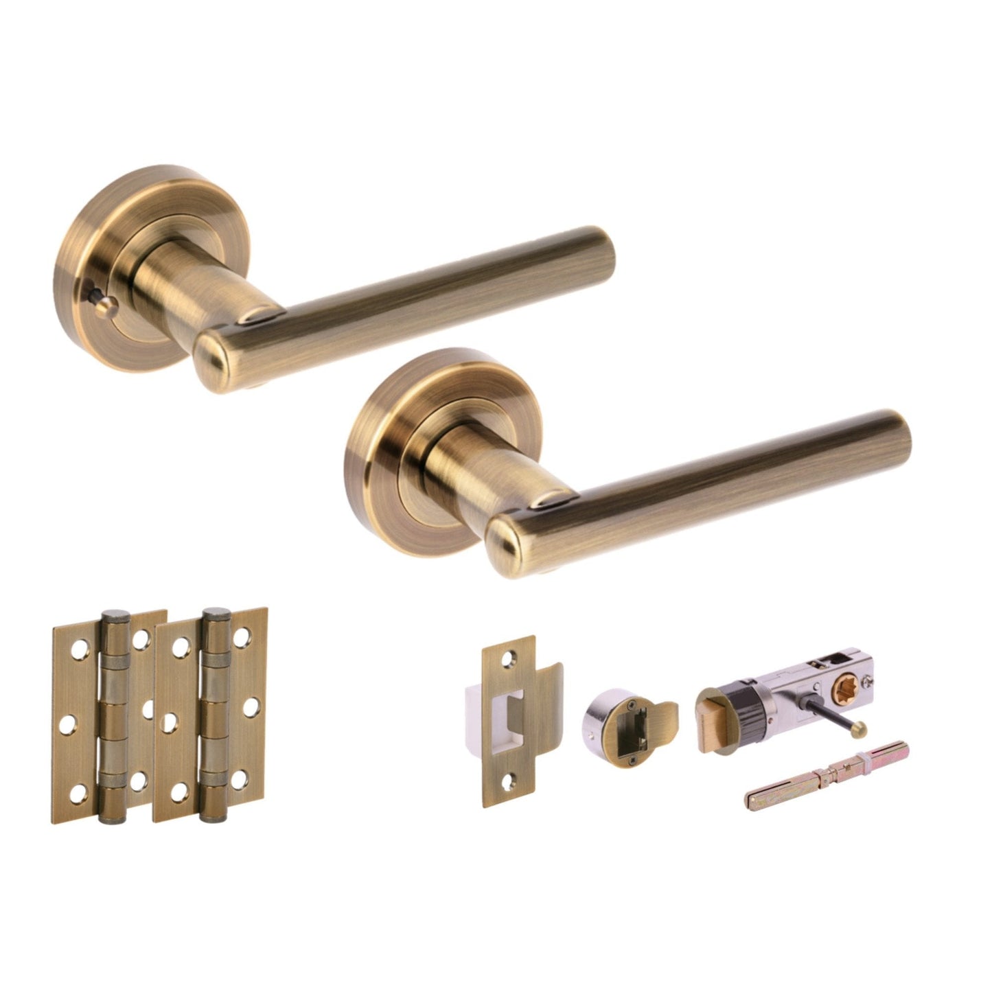 Solus Round Rose Lever Door Bathroom Handle Set - Antique Bronze (341545)