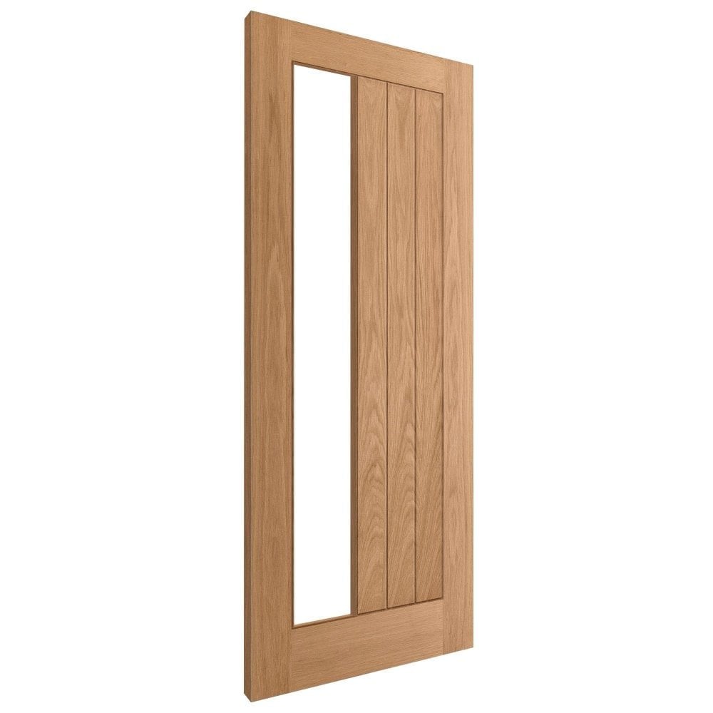 Oak Internal Unfinished Farley 1 Light Clear Offset Glass Made-to-Measure FD30 Fire Door (122630)