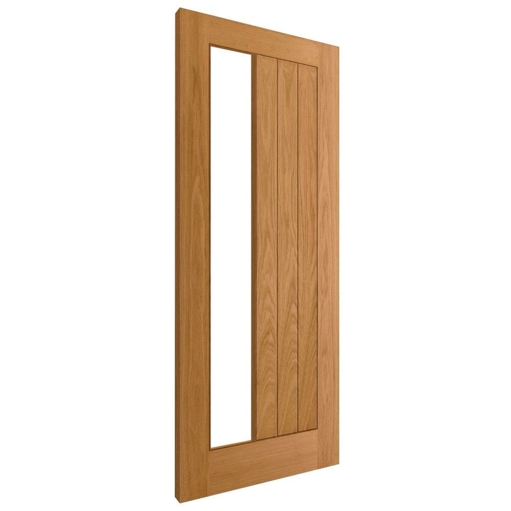 Oak Internal Fully Finished Farley 1 Light Clear Offset Glass Made-to-Measure FD30 Fire Door (122643)