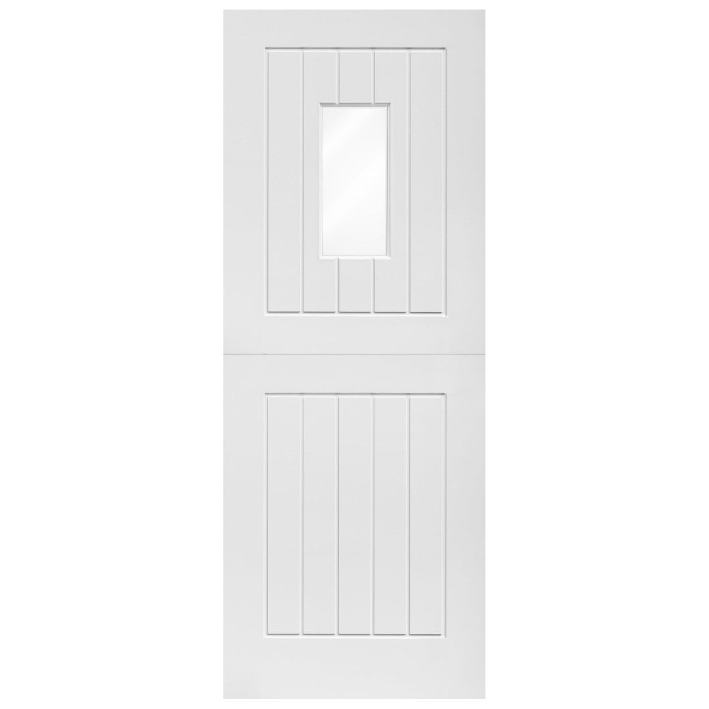 External White Painted Composite 1 Light Clear Glass Stable Door (121038)